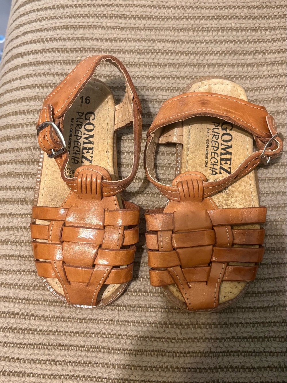 Kids Tan Leather Sandals